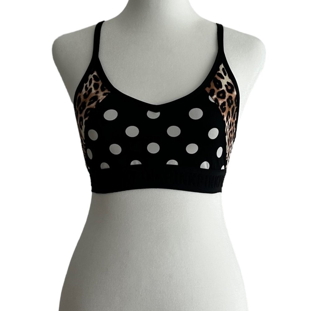 Pink by Victoria's Secret Ultimate Polka Dot Animal Print Racerback Sports Bra S